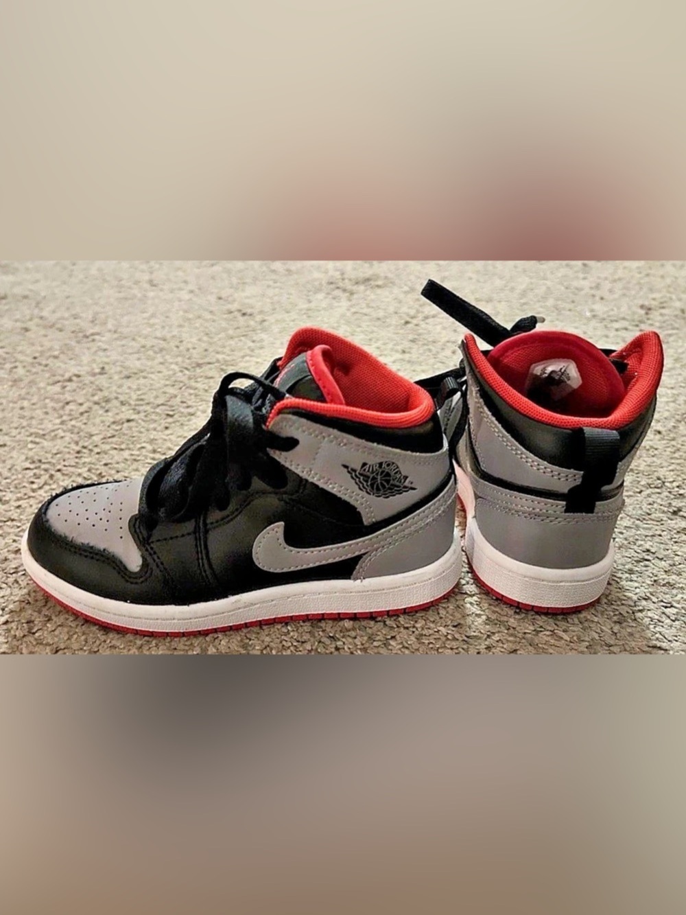 Nike Air Jordan 1 Mid Kids Sneakers US 11C Black & Gray Like New